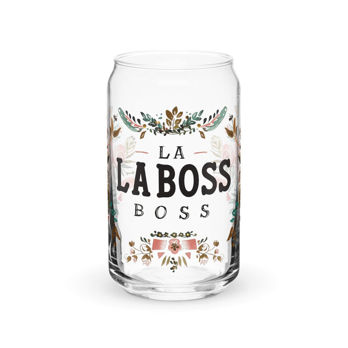 La Boss Exclusive Art Piece Can-Shaped Glass Home Office Work Mexican Spanish Pride Gift Cup One-Of-A-Kind Calligraphy Glass | L13 Mexicada 16 oz