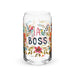 La Boss Exclusive Art Piece Can-Shaped Glass Home Office Work Mexican Spanish Pride Gift Cup One-Of-A-Kind Calligraphy Glass | L21 Mexicada 16 oz