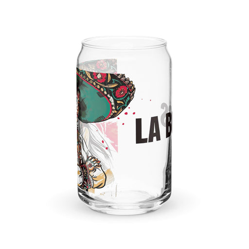 La Boss Exclusive Art Piece Can-Shaped Glass Home Office Work Mexican Spanish Pride Gift Cup One-Of-A-Kind Calligraphy Glass | L22 Mexicada 16 oz