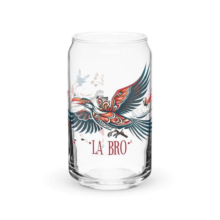 La Bro Exclusive Art Piece Can-Shaped Glass Home Office Work Mexican Spanish Pride Gift Cup One-Of-A-Kind Calligraphy Glass | L2 Mexicada 16 oz