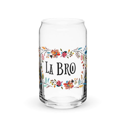 La Bro Exclusive Art Piece Can-Shaped Glass Home Office Work Mexican Spanish Pride Gift Cup One-Of-A-Kind Calligraphy Glass | L4 Mexicada 16 oz