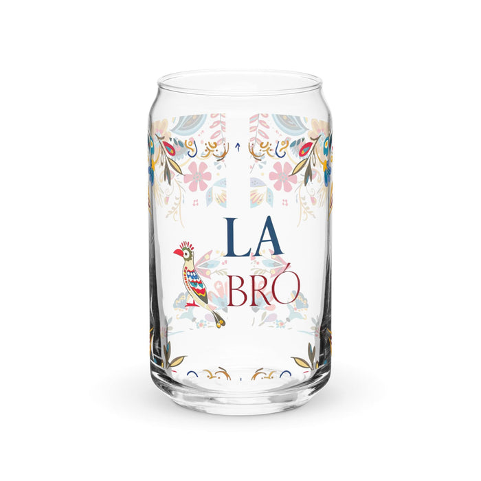 La Bro Exclusive Art Piece Can-Shaped Glass Home Office Work Mexican Spanish Pride Gift Cup One-Of-A-Kind Calligraphy Glass | L8 Mexicada 16 oz