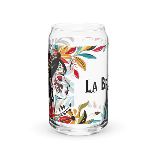 La Bruja Exclusive Art Piece Can-Shaped Glass Home Office Work Mexican Spanish Pride Gift Cup One-Of-A-Kind Calligraphy Glass | L3 Mexicada 16 oz