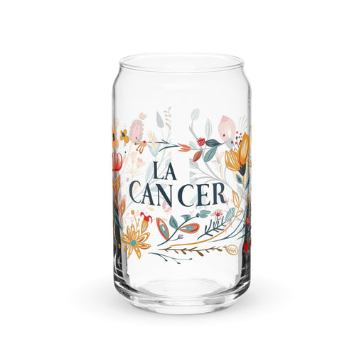 La Cáncer Exclusive Art Piece Can-Shaped Glass Home Office Work Mexican Spanish Pride Gift Cup One-Of-A-Kind Calligraphy Glass | L1 Mexicada 16 oz