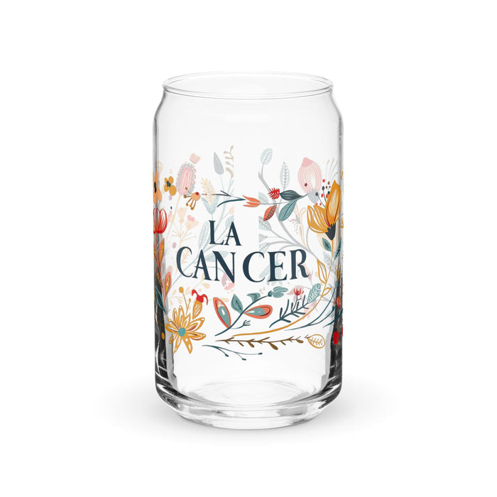 La Cáncer Exclusive Art Piece Can-Shaped Glass Home Office Work Mexican Spanish Pride Gift Cup One-Of-A-Kind Calligraphy Glass | L1 Mexicada 16 oz