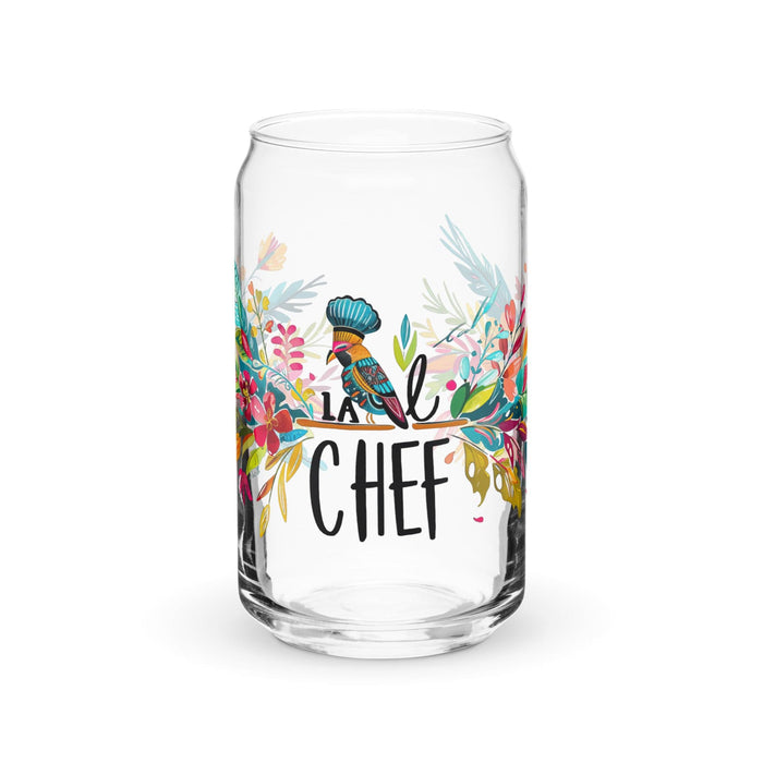 La Chef Exclusive Art Piece Can-Shaped Glass Home Office Work Mexican Spanish Pride Gift Cup One-Of-A-Kind Calligraphy Glass | L6 Mexicada 16 oz