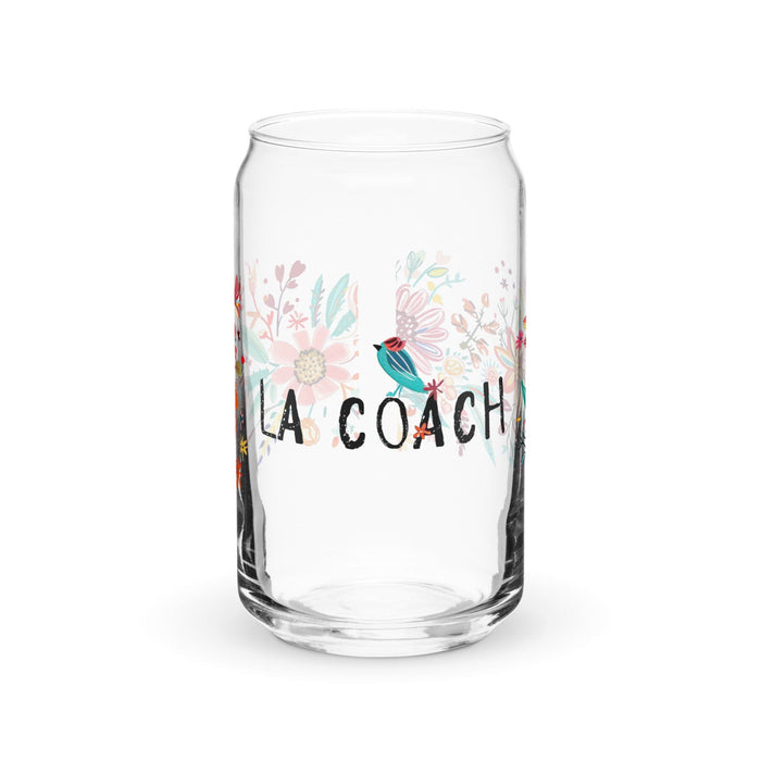 La Coach Exclusive Art Piece Can-Shaped Glass Home Office Work Mexican Spanish Pride Gift Cup One-Of-A-Kind Calligraphy Glass | L3 Mexicada 16 oz