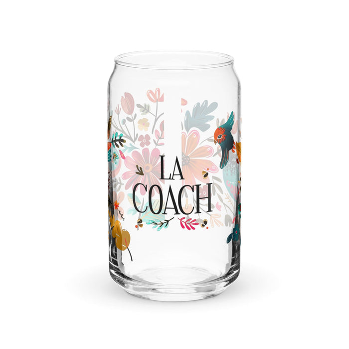 La Coach Exclusive Art Piece Can-Shaped Glass Home Office Work Mexican Spanish Pride Gift Cup One-Of-A-Kind Calligraphy Glass | L4 Mexicada 16 oz