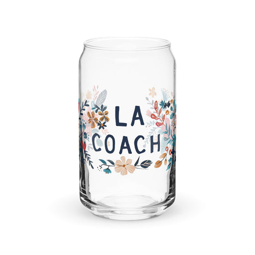 La Coach Exclusive Art Piece Can-Shaped Glass Home Office Work Mexican Spanish Pride Gift Cup One-Of-A-Kind Calligraphy Glass | L5 Mexicada 16 oz