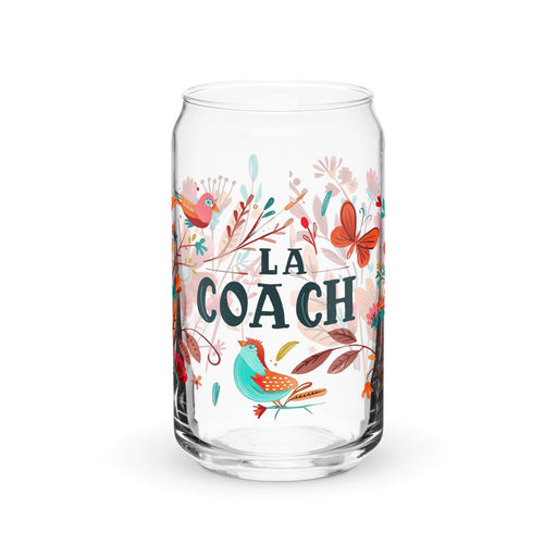 La Coach Exclusive Art Piece Can-Shaped Glass Home Office Work Mexican Spanish Pride Gift Cup One-Of-A-Kind Calligraphy Glass | L9 Mexicada 16 oz