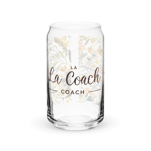 La Coach Exclusive Art Piece Can-Shaped Glass Home Office Work Mexican Spanish Pride Gift Cup One-Of-A-Kind Calligraphy Glass | L10 Mexicada 16 oz