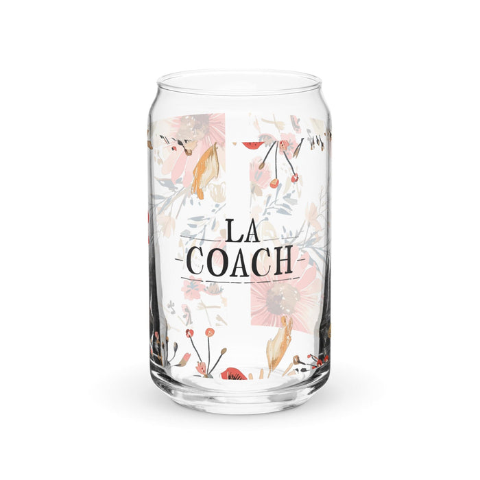 La Coach Exclusive Art Piece Can-Shaped Glass Home Office Work Mexican Spanish Pride Gift Cup One-Of-A-Kind Calligraphy Glass | L13 Mexicada 16 oz