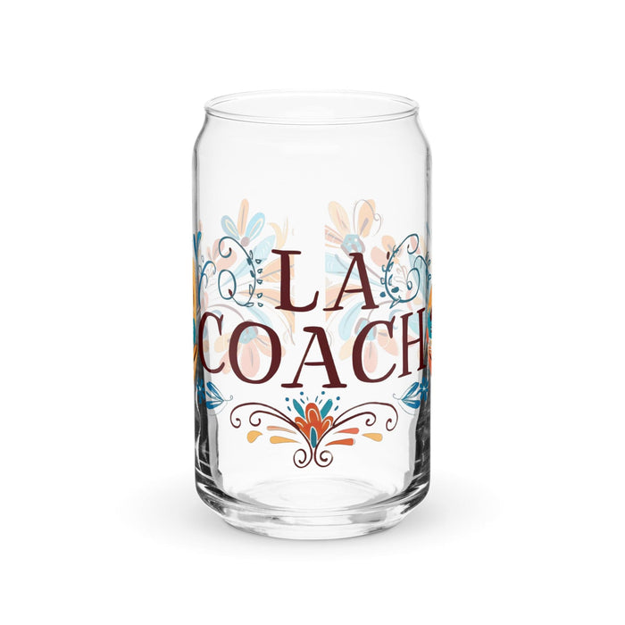 La Coach Exclusive Art Piece Can-Shaped Glass Home Office Work Mexican Spanish Pride Gift Cup One-Of-A-Kind Calligraphy Glass | L14 Mexicada 16 oz