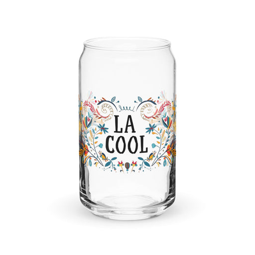 La Cool Exclusive Art Piece Can-Shaped Glass Home Office Work Mexican Spanish Pride Gift Cup One-Of-A-Kind Calligraphy Glass | L1 Mexicada 16 oz