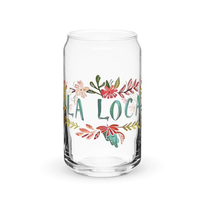 La Loca Exclusive Art Piece Can-Shaped Glass Home Office Work Mexican Spanish Pride Gift Cup One-Of-A-Kind Calligraphy Glass | L1 Mexicada 16 oz