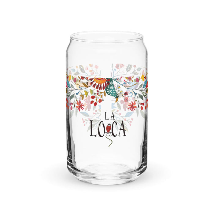 La Loca Exclusive Art Piece Can-Shaped Glass Home Office Work Mexican Spanish Pride Gift Cup One-Of-A-Kind Calligraphy Glass | L3 Mexicada 16 oz