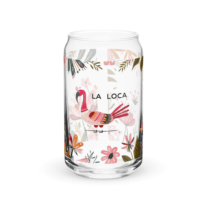 La Loca Exclusive Art Piece Can-Shaped Glass Home Office Work Mexican Spanish Pride Gift Cup One-Of-A-Kind Calligraphy Glass | L5 Mexicada 16 oz