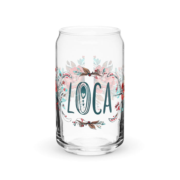 La Loca Exclusive Art Piece Can-Shaped Glass Home Office Work Mexican Spanish Pride Gift Cup One-Of-A-Kind Calligraphy Glass | L6 Mexicada 16 oz