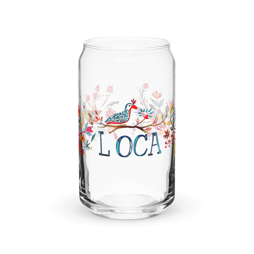 La Loca Exclusive Art Piece Can-Shaped Glass Home Office Work Mexican Spanish Pride Gift Cup One-Of-A-Kind Calligraphy Glass | L8 Mexicada 16 oz