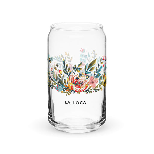 La Loca Exclusive Art Piece Can-Shaped Glass Home Office Work Mexican Spanish Pride Gift Cup One-Of-A-Kind Calligraphy Glass | L12 Mexicada 16 oz