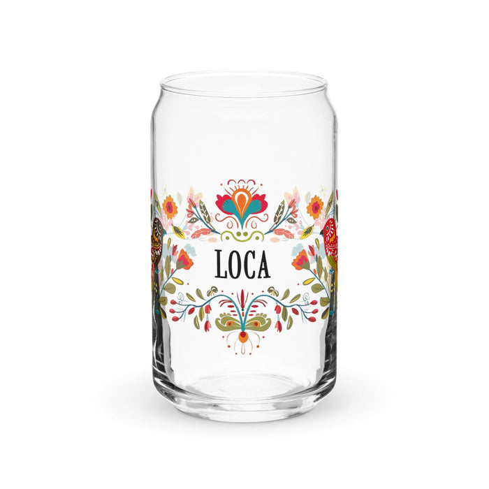 La Loca Exclusive Art Piece Can-Shaped Glass Home Office Work Mexican Spanish Pride Gift Cup One-Of-A-Kind Calligraphy Glass | L13 Mexicada 16 oz