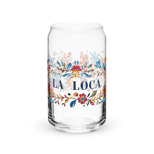 La Loca Exclusive Art Piece Can-Shaped Glass Home Office Work Mexican Spanish Pride Gift Cup One-Of-A-Kind Calligraphy Glass | L16 Mexicada 16 oz