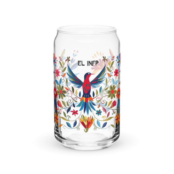 El Infp Exclusive Art Piece Can-Shaped Glass Home Office Work Mexican Spanish Pride Gift Cup One-Of-A-Kind Calligraphy Glass | E5 Mexicada 16 oz