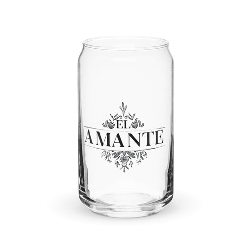 El Amante Exclusive Art Piece Can-Shaped Glass Home Office Work Mexican Spanish Pride Gift Cup One-Of-A-Kind Calligraphy Glass | E5 Mexicada 16 oz