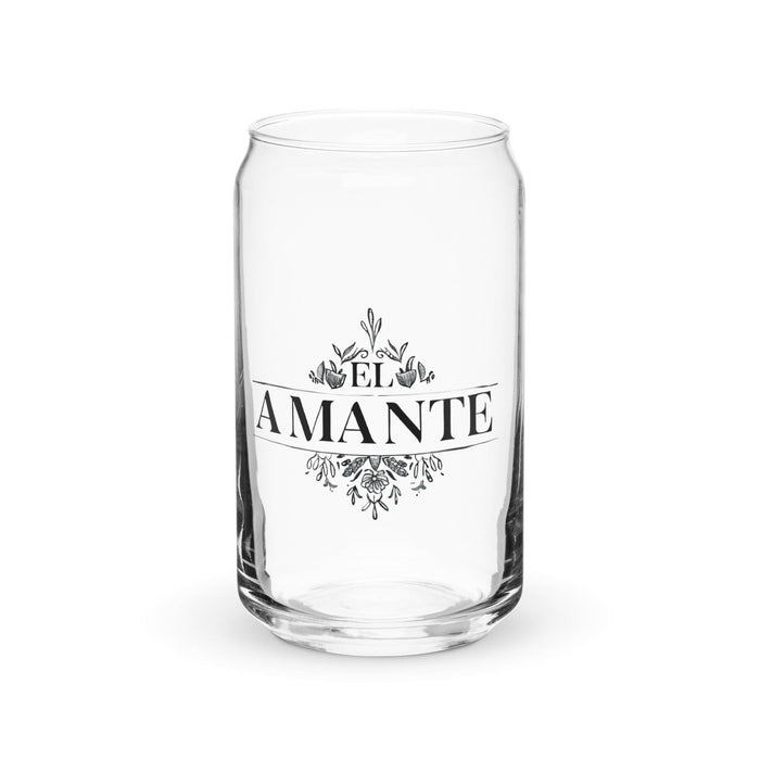 El Amante Exclusive Art Piece Can-Shaped Glass Home Office Work Mexican Spanish Pride Gift Cup One-Of-A-Kind Calligraphy Glass | E5 Mexicada 16 oz