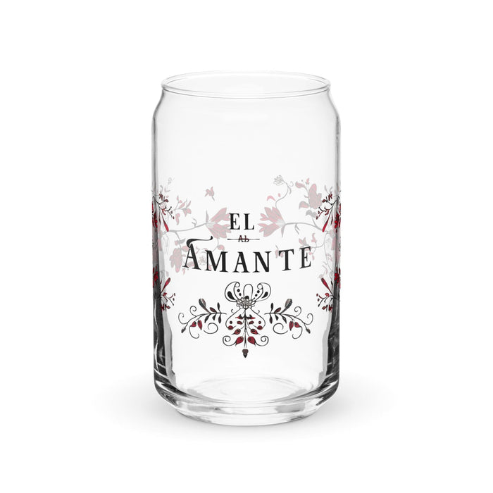 El Amante Exclusive Art Piece Can-Shaped Glass Home Office Work Mexican Spanish Pride Gift Cup One-Of-A-Kind Calligraphy Glass | E12 Mexicada 16 oz