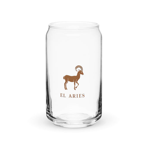 El Aries Exclusive Art Piece Can-Shaped Glass Home Office Work Mexican Spanish Pride Gift Cup One-Of-A-Kind Calligraphy Glass | E1 Mexicada 16 oz