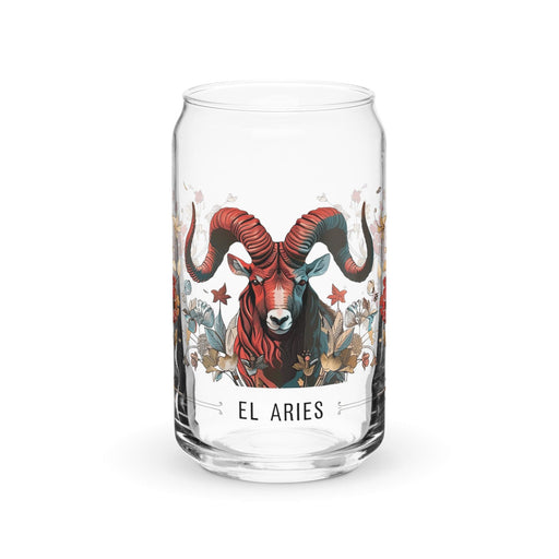 El Aries Exclusive Art Piece Can-Shaped Glass Home Office Work Mexican Spanish Pride Gift Cup One-Of-A-Kind Calligraphy Glass | E9 Mexicada 16 oz