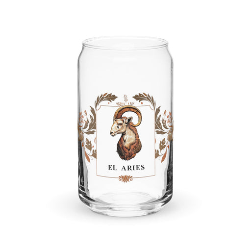 El Aries Exclusive Art Piece Can-Shaped Glass Home Office Work Mexican Spanish Pride Gift Cup One-Of-A-Kind Calligraphy Glass | E18 Mexicada 16 oz