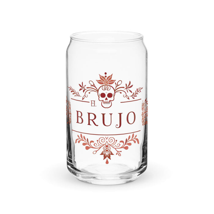 El Brujo Exclusive Art Piece Can-Shaped Glass Home Office Work Mexican Spanish Pride Gift Cup One-Of-A-Kind Calligraphy Glass | E10 Mexicada 16 oz