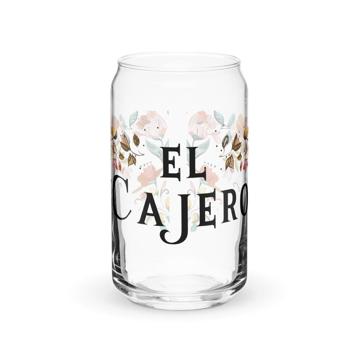 El Cajero Exclusive Art Piece Can-Shaped Glass Home Office Work Mexican Spanish Pride Gift Cup One-Of-A-Kind Calligraphy Glass | E15 Mexicada 16 oz