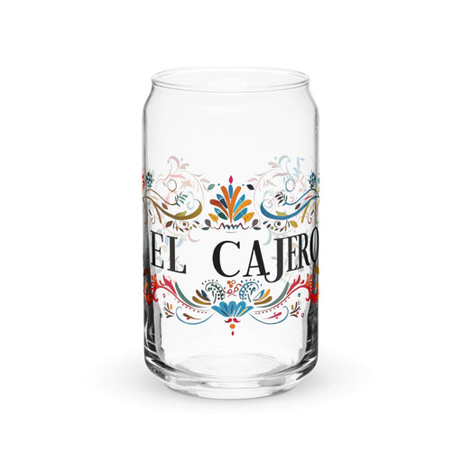 El Cajero Exclusive Art Piece Can-Shaped Glass Home Office Work Mexican Spanish Pride Gift Cup One-Of-A-Kind Calligraphy Glass | E21 Mexicada 16 oz