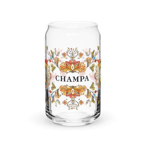 El Champa Exclusive Art Piece Can-Shaped Glass Home Office Work Mexican Spanish Pride Gift Cup One-Of-A-Kind Calligraphy Glass | E12 Mexicada 16 oz