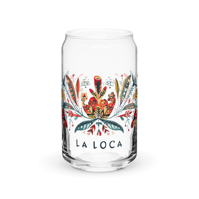 La Loca Exclusive Art Piece Can-Shaped Glass Home Office Work Mexican Spanish Pride Gift Cup One-Of-A-Kind Calligraphy Glass | L11 Mexicada 16 oz