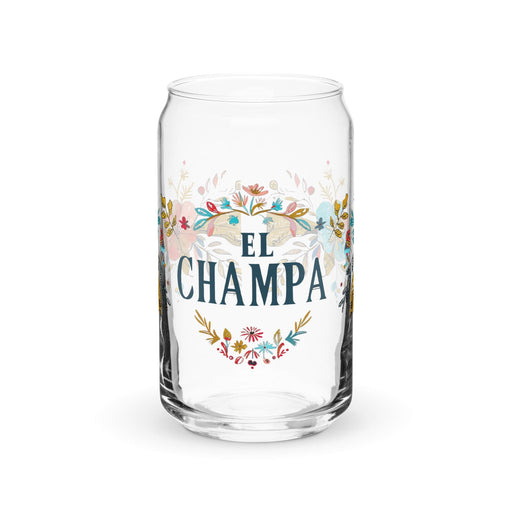 El Champa Exclusive Art Piece Can-Shaped Glass Home Office Work Mexican Spanish Pride Gift Cup One-Of-A-Kind Calligraphy Glass | E18 Mexicada 16 oz