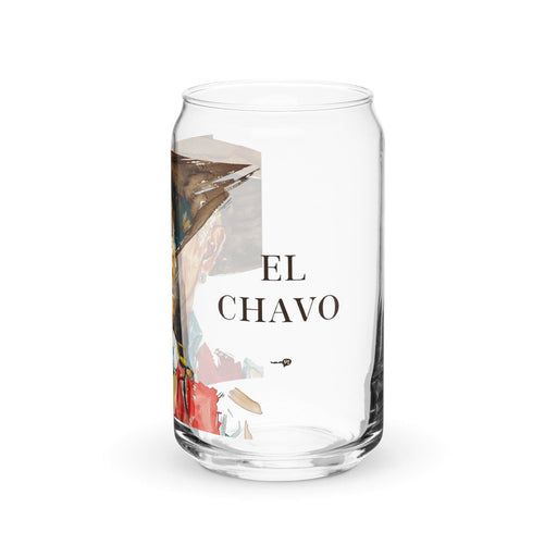 El Chavo Exclusive Art Piece Can-Shaped Glass Home Office Work Mexican Spanish Pride Gift Cup One-Of-A-Kind Calligraphy Glass | E5 Mexicada 16 oz