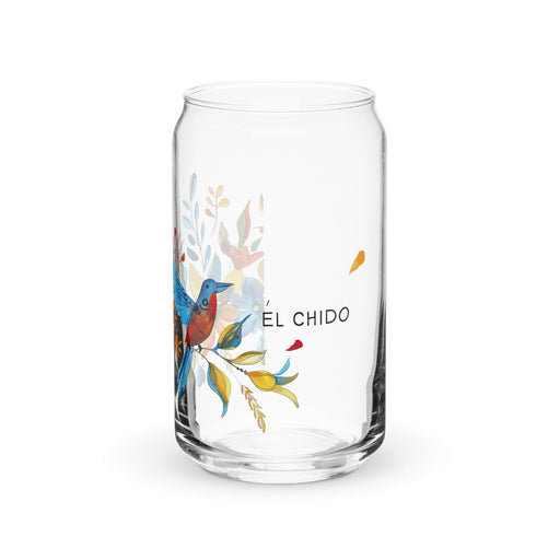 El Chido Exclusive Art Piece Can-Shaped Glass Home Office Work Mexican Spanish Pride Gift Cup One-Of-A-Kind Calligraphy Glass | E10 Mexicada 16 oz