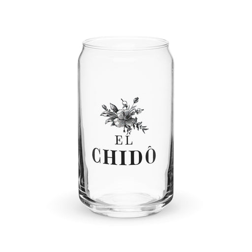 El Chido Exclusive Art Piece Can-Shaped Glass Home Office Work Mexican Spanish Pride Gift Cup One-Of-A-Kind Calligraphy Glass | E12 Mexicada 16 oz