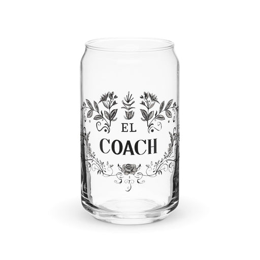 El Coach Exclusive Art Piece Can-Shaped Glass Home Office Work Mexican Spanish Pride Gift Cup One-Of-A-Kind Calligraphy Glass | E12 Mexicada 16 oz