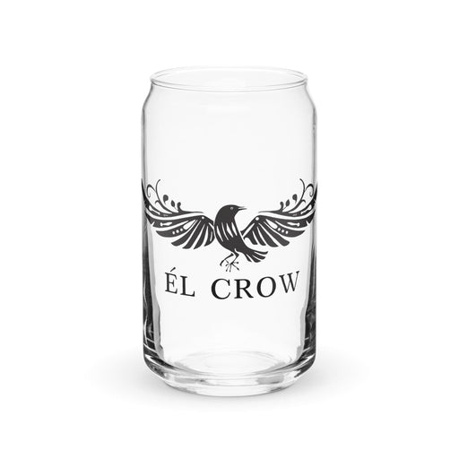 El Crow Exclusive Art Piece Can-Shaped Glass Home Office Work Mexican Spanish Pride Gift Cup One-Of-A-Kind Calligraphy Glass | E6 Mexicada 16 oz