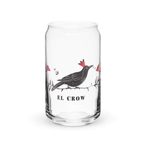 El Crow Exclusive Art Piece Can-Shaped Glass Home Office Work Mexican Spanish Pride Gift Cup One-Of-A-Kind Calligraphy Glass | E7 Mexicada 16 oz