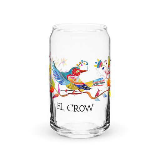 El Crow Exclusive Art Piece Can-Shaped Glass Home Office Work Mexican Spanish Pride Gift Cup One-Of-A-Kind Calligraphy Glass | E8 Mexicada 16 oz