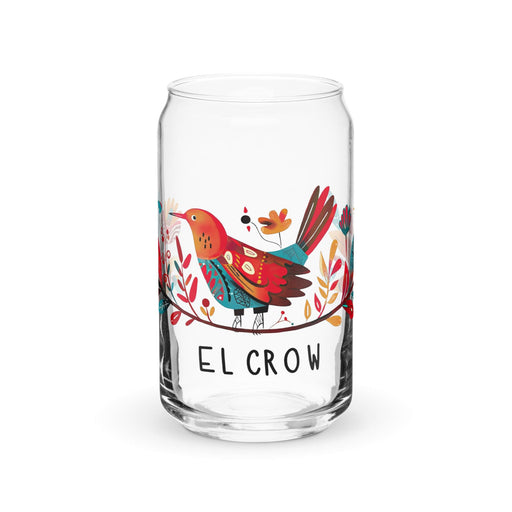 El Crow Exclusive Art Piece Can-Shaped Glass Home Office Work Mexican Spanish Pride Gift Cup One-Of-A-Kind Calligraphy Glass | E9 Mexicada 16 oz