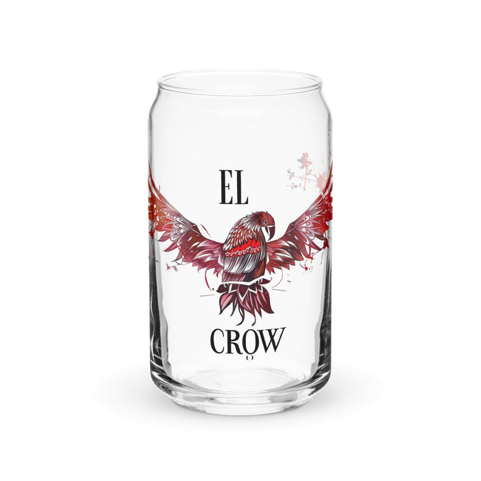 El Crow Exclusive Art Piece Can-Shaped Glass Home Office Work Mexican Spanish Pride Gift Cup One-Of-A-Kind Calligraphy Glass | E10 Mexicada 16 oz