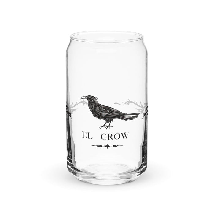 El Crow Exclusive Art Piece Can-Shaped Glass Home Office Work Mexican Spanish Pride Gift Cup One-Of-A-Kind Calligraphy Glass | E14 Mexicada 16 oz