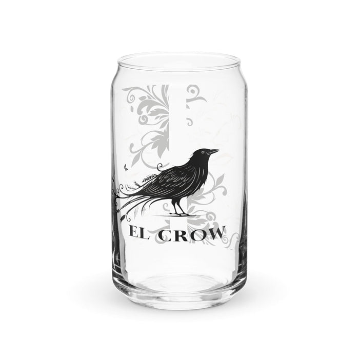 El Crow Exclusive Art Piece Can-Shaped Glass Home Office Work Mexican Spanish Pride Gift Cup One-Of-A-Kind Calligraphy Glass | E16 Mexicada 16 oz